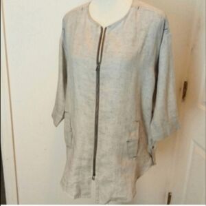 Soft surroundings zip front linen top or blouse tunic or jacket